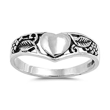 Load image into Gallery viewer, Sterling Silver Fancy Heart and Flower Design Ring with Face Height of 8MM