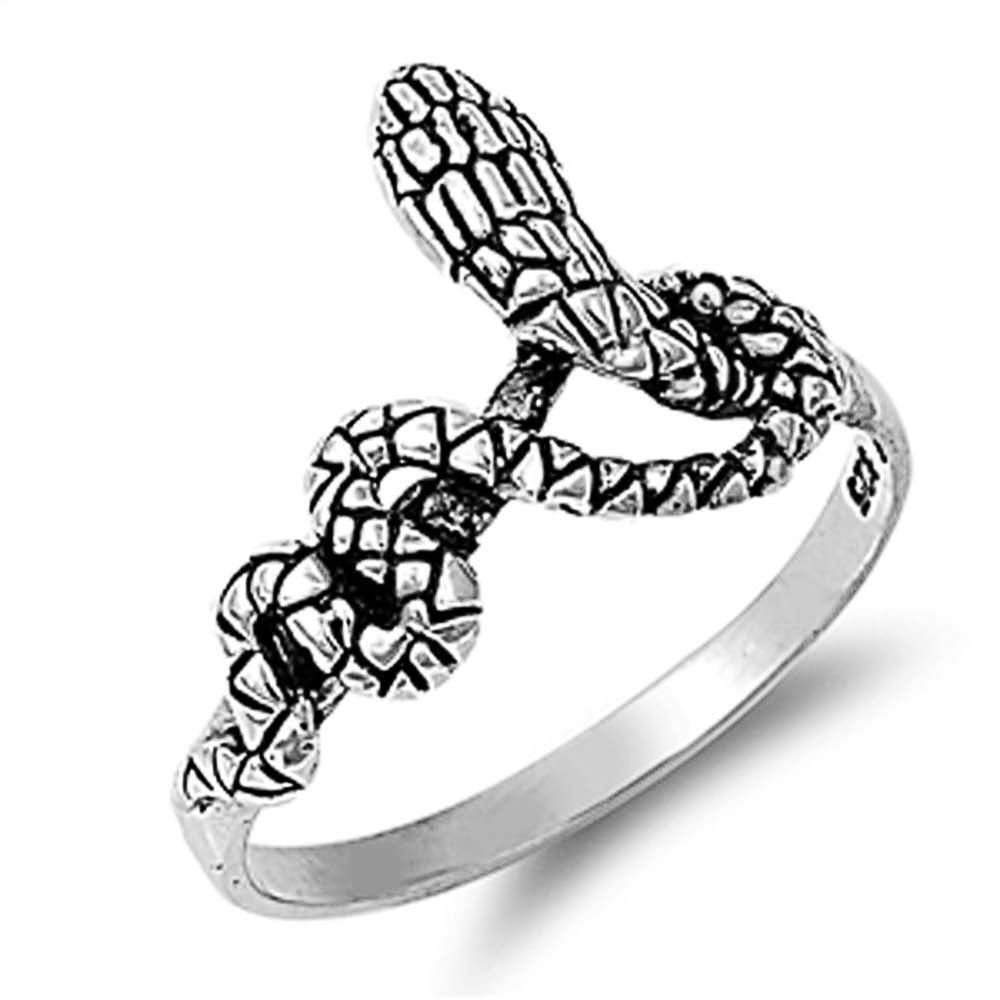Sterling Silver Modish Snake Ring with Face Height of 14MM