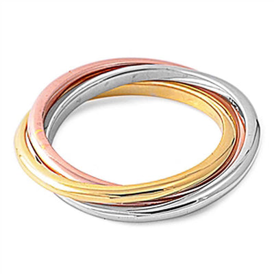 Sterling Silver Three Tone Rolling Shaped Plain Rings And Band Width 2.2mm