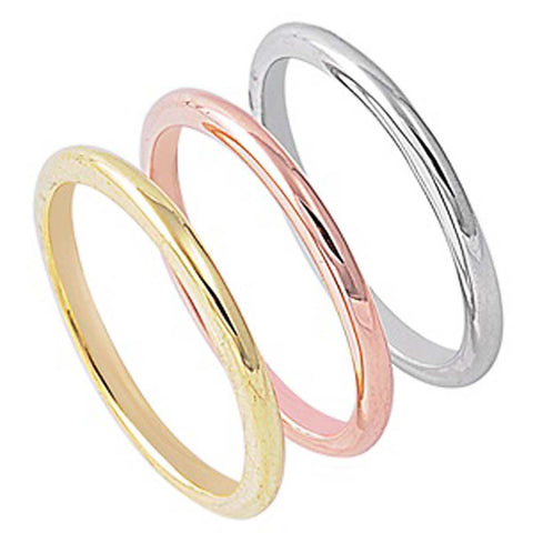 Sterling Silver Three Tone Rolling Shaped Plain RingsAnd Band Width 2.2mm