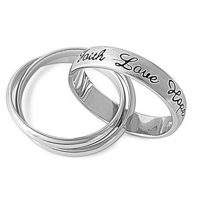Sterling Silver Faith Hope Love Shaped Plain RingsAnd Face Height 5mmAnd Band Width 3mm