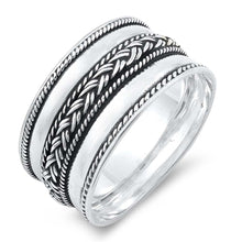 Load image into Gallery viewer, Sterling Silver Round Bali Design Ring And Band Width 11mm