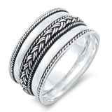 Sterling Silver Round Bali Design Ring And Band Width 11mm