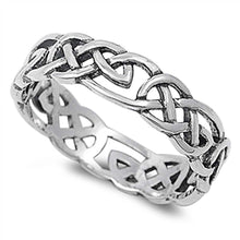 Load image into Gallery viewer, Sterling Silver Woven Celtic Knot Trinity Band Ring with Face Height of 5MM