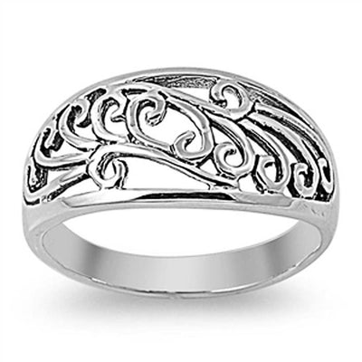 Sterling Silver Modish Elegant Celtic Band Design Ring with Face Height of 10MM