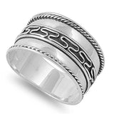 Sterling Silver Bali Tribal Design Twist Cable Ring with Face Height of 11MM