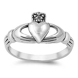 Sterling Silver Classy Elegant Claddagh Ring with Face Height of 10MM