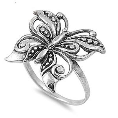 Sterling Silver Artistic Butterfly Design with Fcae Height of 19MM