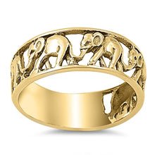 Load image into Gallery viewer, Sterling Silver Yellow Gold Plated Elephant Shaped Plain RingsAnd Face Height 7mm