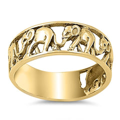 Sterling Silver Yellow Gold Plated Elephant Shaped Plain RingsAnd Face Height 7mm