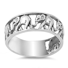 Sterling Silver Elephant on Parade with Face Height of 7MM
