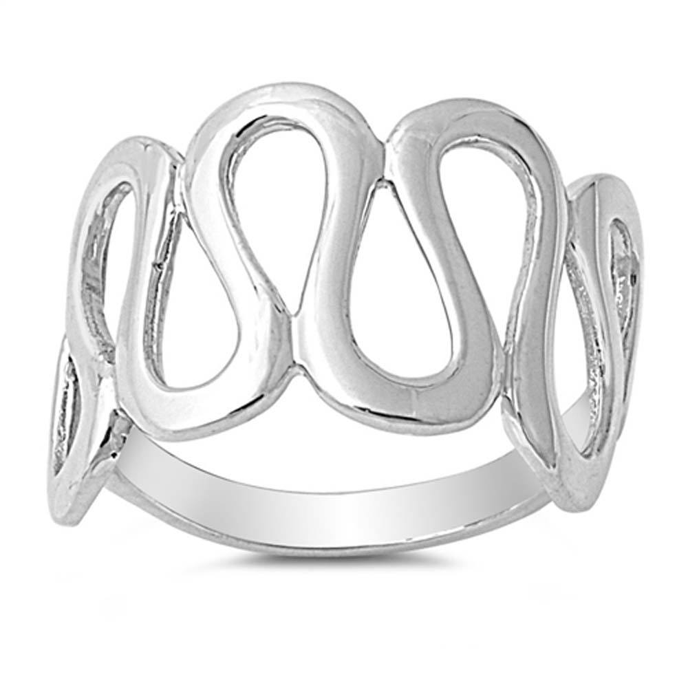 Sterling Silver Classy Eternal Curve Ring with Face Height of 13MM