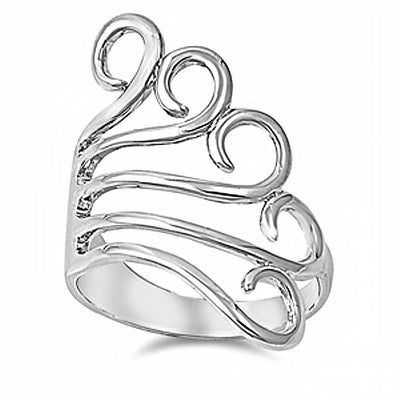 Sterling Silver Elegant Design Ring with Face Height of 28MM