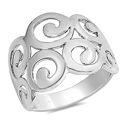 Sterling Silver Elegant Multi Swirl Design with Face Height of 17MM