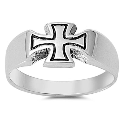 Sterling Silver Classy Cross Ring with Face Height of 7MM