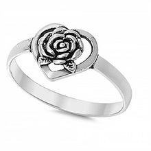 Load image into Gallery viewer, Sterling Silver Fancy Heart with RoseAnd Face Height of 7MM