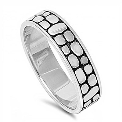 Sterling Silver Fancy Wide Band Ring with Face Height of 5MM
