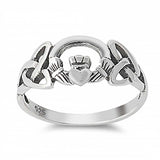 Sterling Silver Celtic Claddagh Ring with Face Height of 8MM