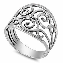 Load image into Gallery viewer, Sterling Silver Fancy Swirl Wide Band Ring with Face Height of 15MM