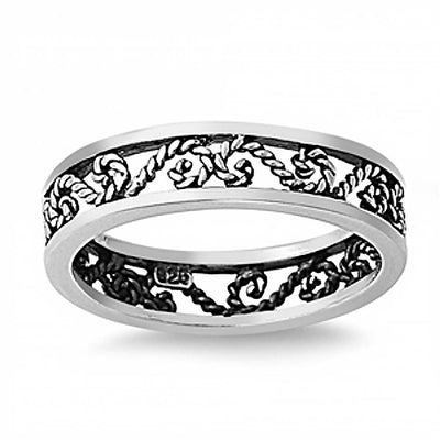 Sterling Silver Filigree Band Ring with face Height of 5MM