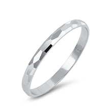 Load image into Gallery viewer, Sterling Silver Hammered Design Diamond Cut Band Plain RingsAnd Band Width 2mm