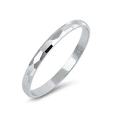 Sterling Silver Hammered Design Diamond Cut Band Plain RingsAnd Band Width 2mm
