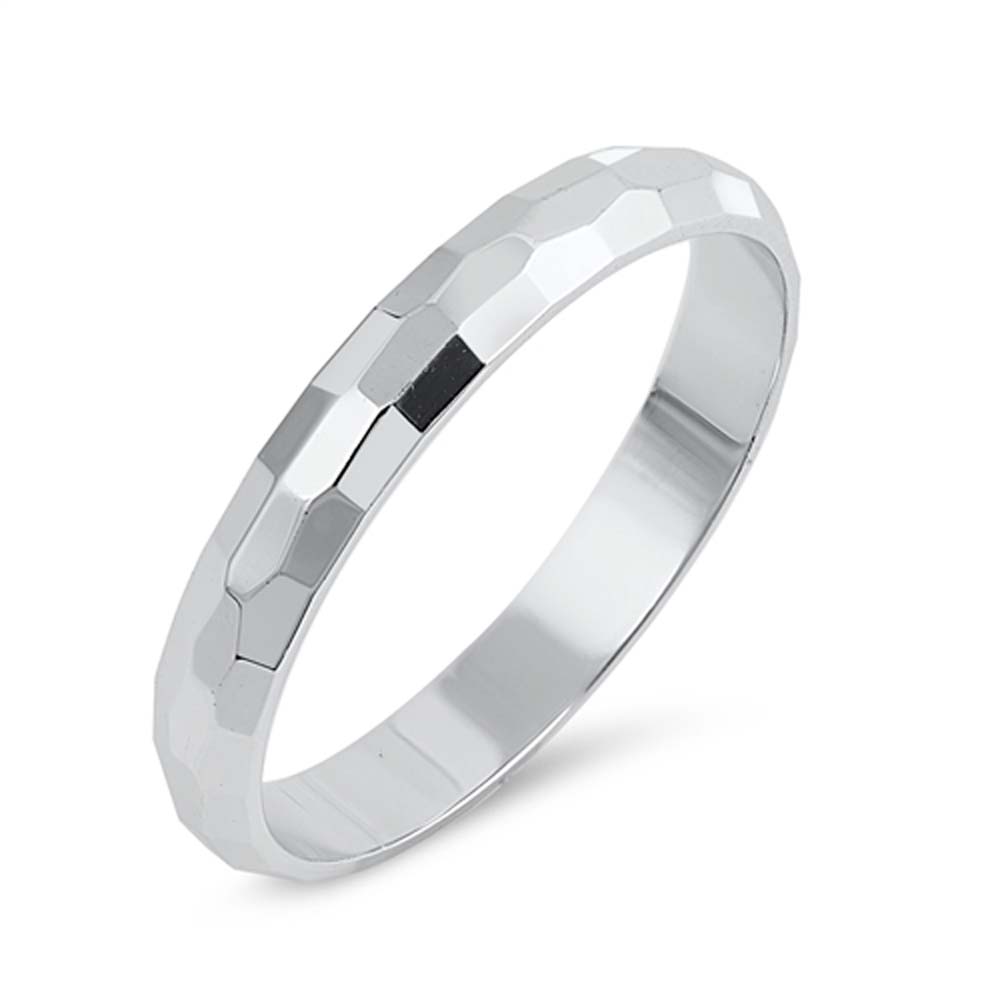 Sterling Silver 3MM Diamond Cut Band Ring