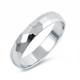 Sterling Silver 4MM Diamond Cut Band Ring