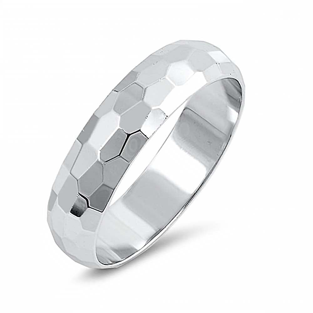 Sterling Silver 5MM Diamond Cut Band Ring