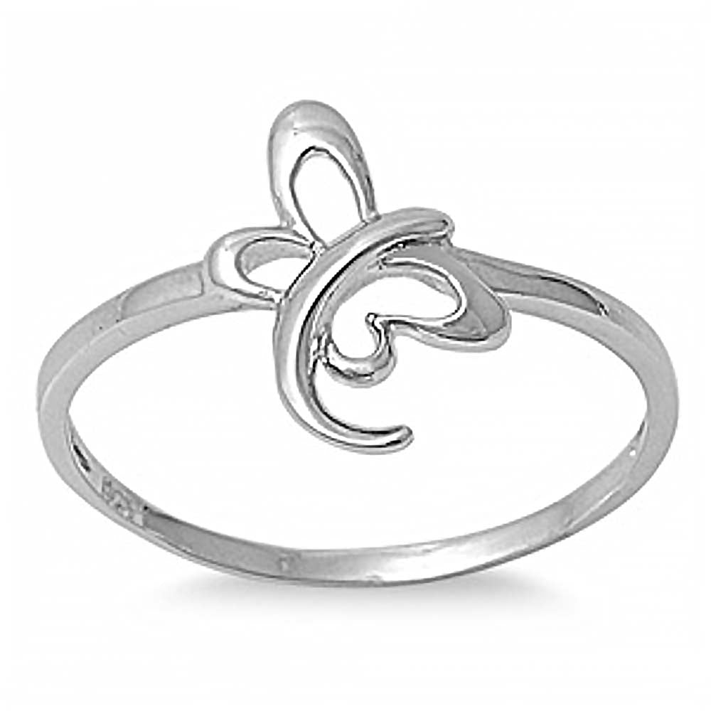 Sterling Silver Trendy Butterfly Ring with Face Height of 13MM