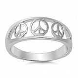 Sterling Silver Triple Peace Sign with Face Height of 7MM
