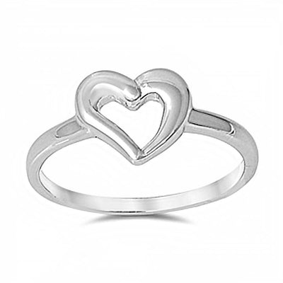 Sterling Silver Classy Heart Ring with Face Height of 9MM