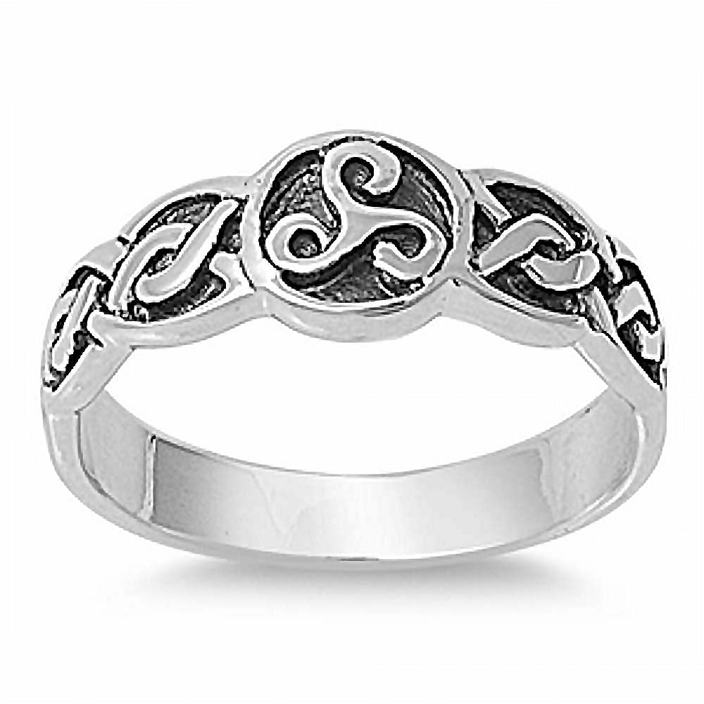 Sterling Silver Fancy Celtic Knot Band Ring with Face Height of 7MM