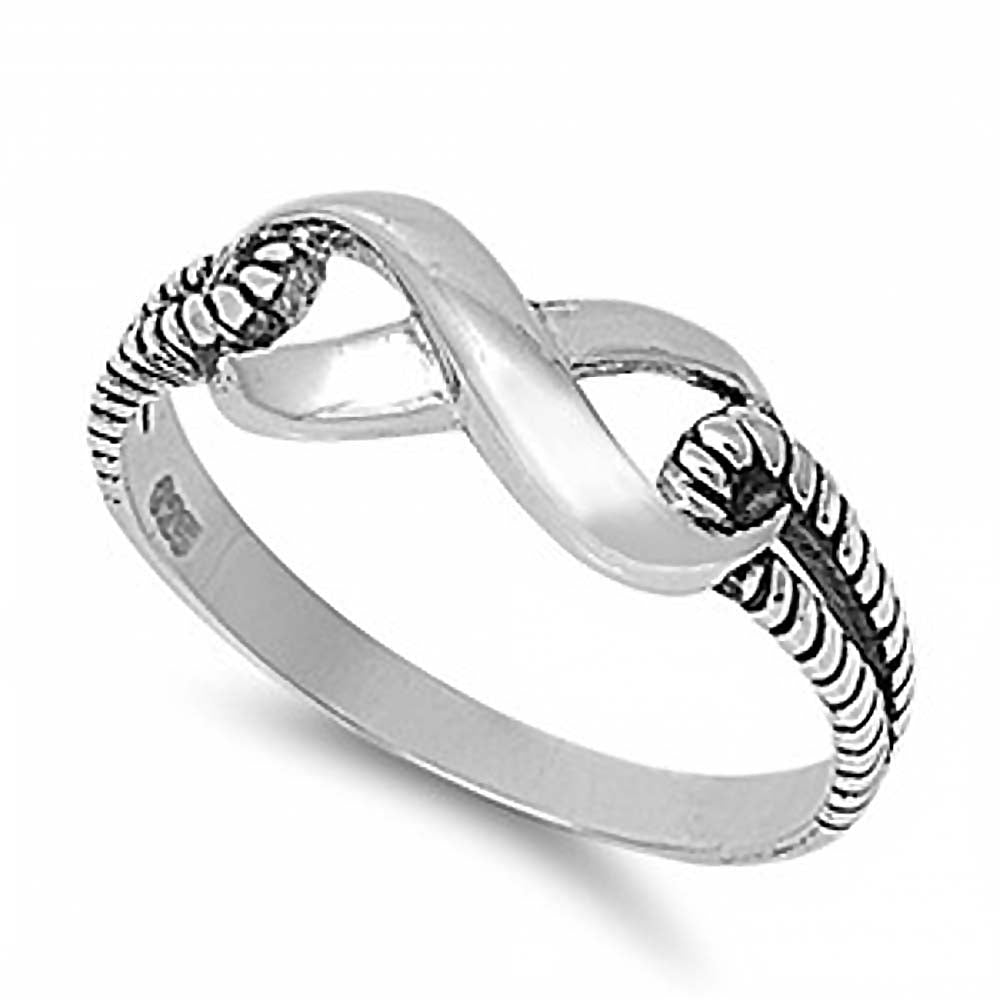 Sterling Silver Infinity Ring with Double Rope Band Setting with Face Height of 7MM