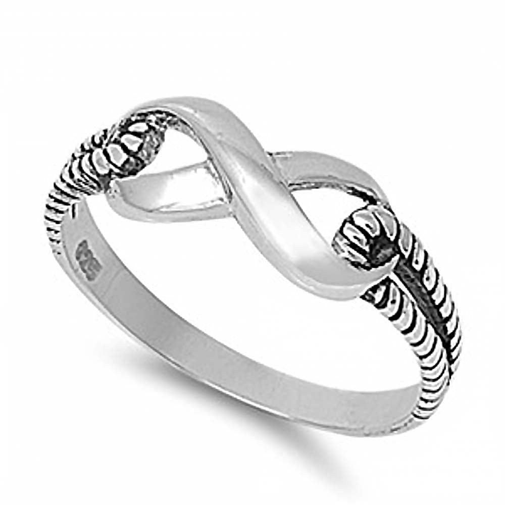 Sterling Silver Classy Infinity Ring with Double Rope Band Setting with Face Height of 7MM