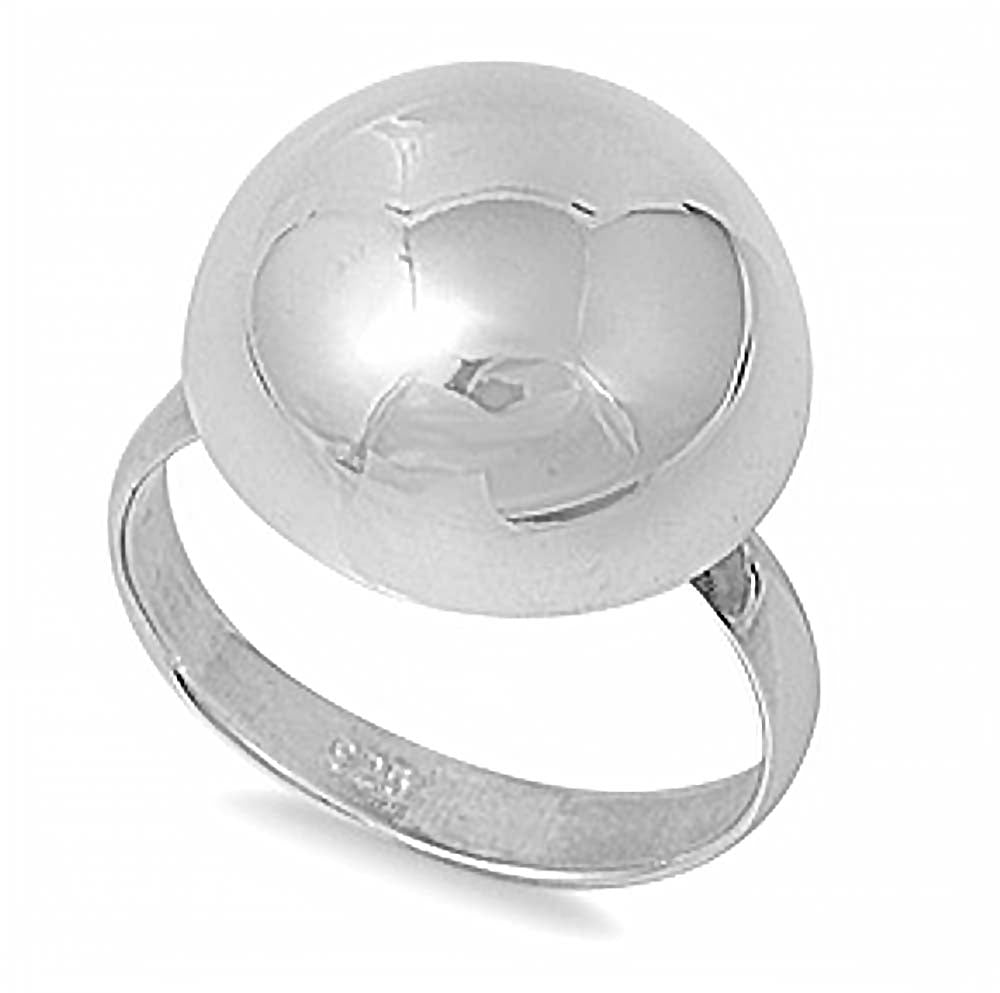 Sterling Silver Fancy Ball Deisgn Ring with Face Hight of 15MM