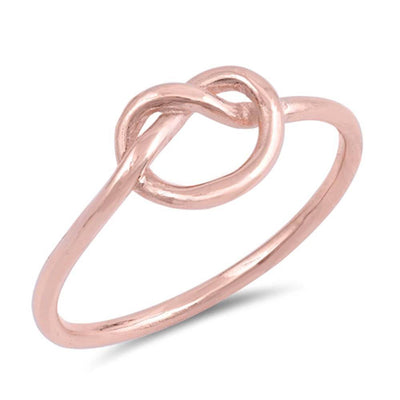 Sterling Silver Rose Gold Plated Love Knot Shaped Plain RingsAnd Face Height 7mmAnd Wire Thickness 1.35mm