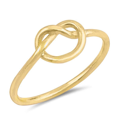 Sterling Silver Yellow Gold Plated Love Knot Shaped Plain RingsAnd Face Height 7mmAnd Wire Thickness 1.35mm