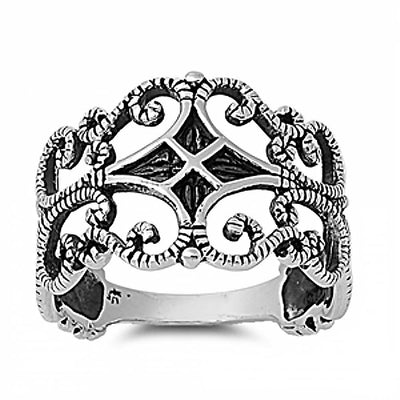 Sterling Silver Fancy Ring with Face Height of 14MM