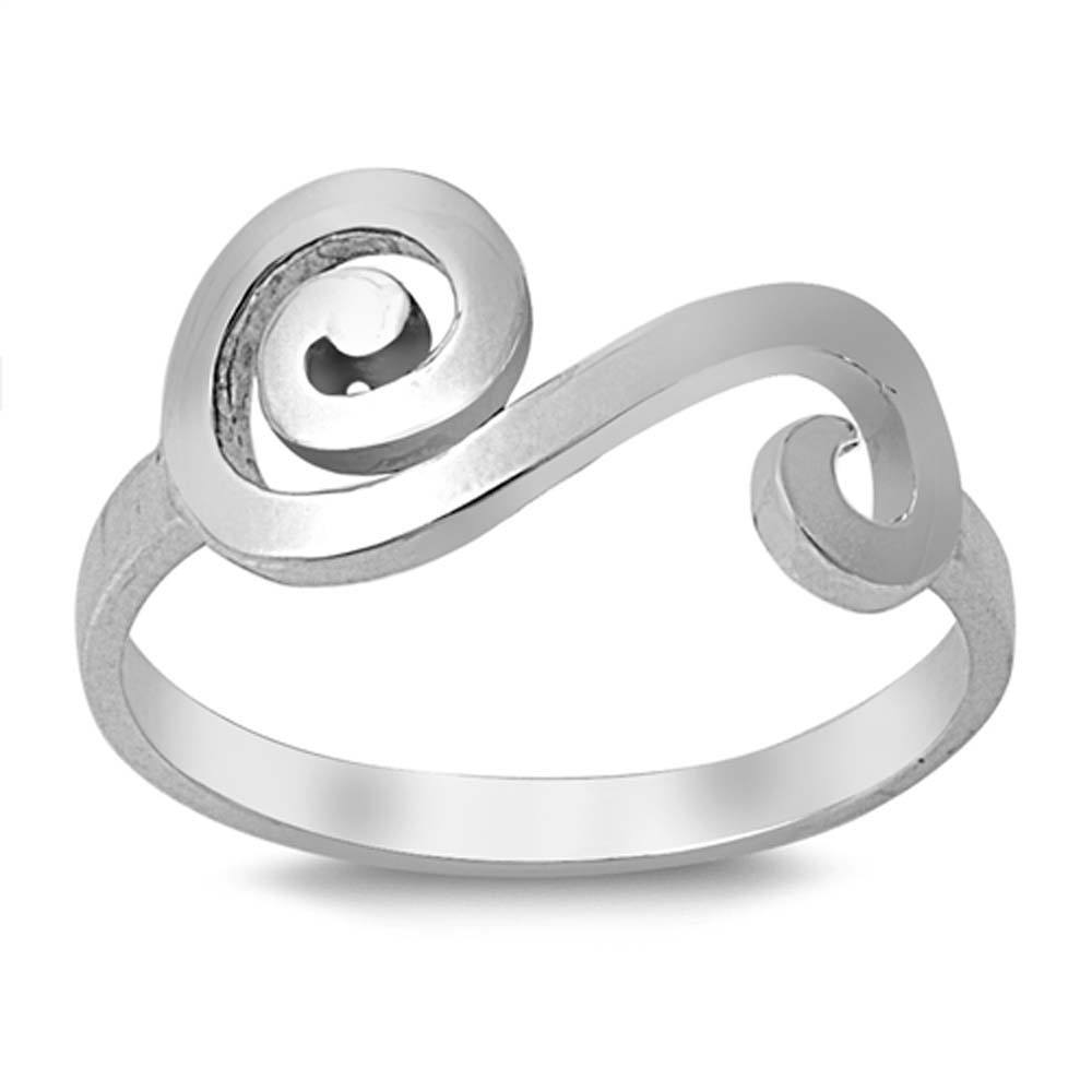 Sterling Silver Swirl Ring with Face Height of 10MM