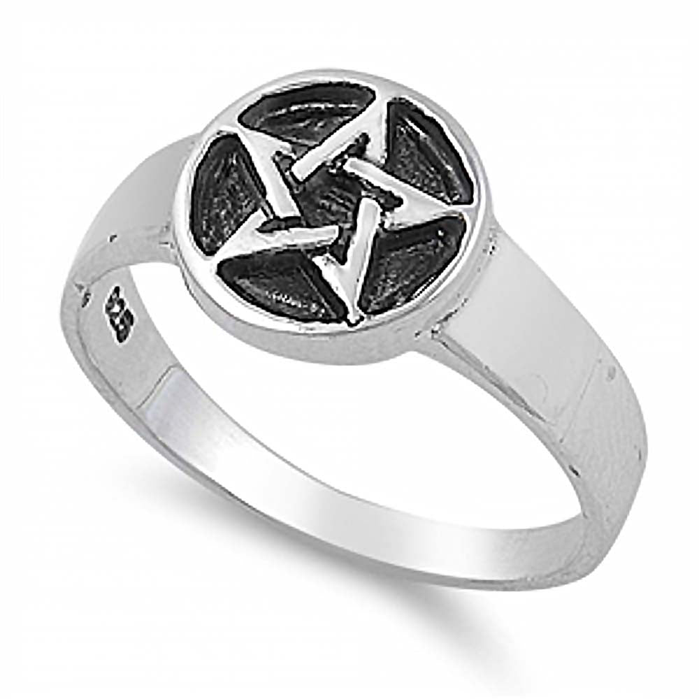 Sterling Silver Fancy Star Ring with Face Height of 10MM