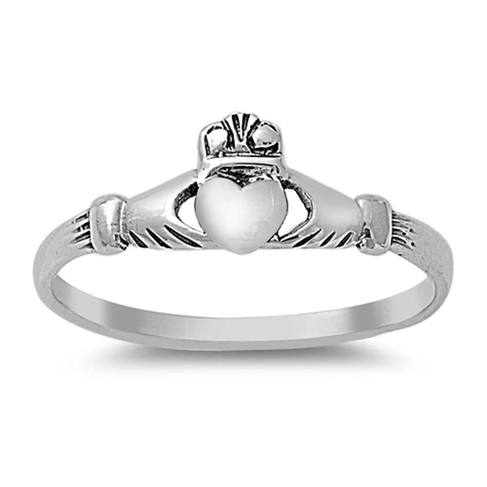 Sterling Silver Claddagh Ring with Face Height of 6MM