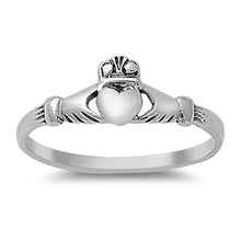 Load image into Gallery viewer, Sterling Silver Claddagh Ring with Face Height of 6MM