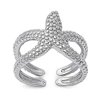 Sterling Silver Stylish Starfish Ring with Face Height of 14MM