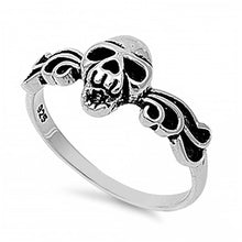 Load image into Gallery viewer, Sterling Silver Fancy Skull Ring with Face height of 5MM