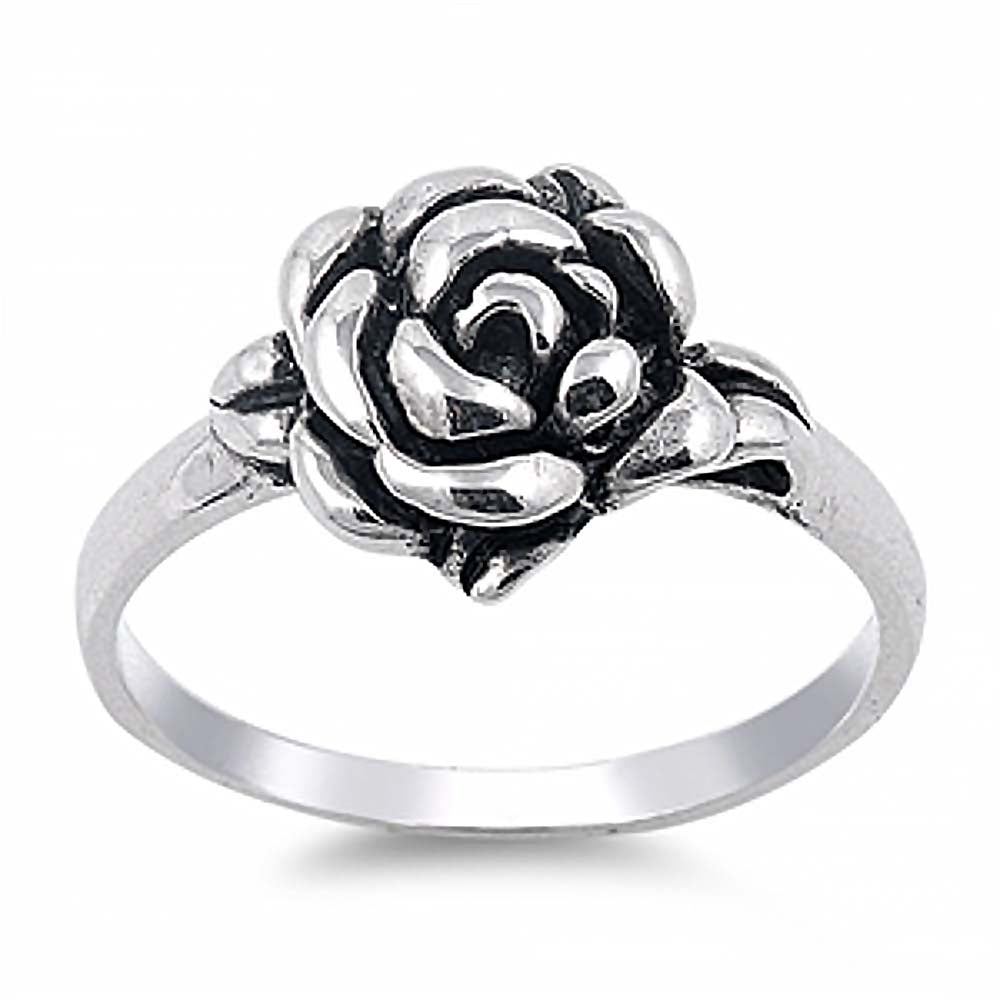 Sterling Silver Rose Ring with Face Height of 11MM