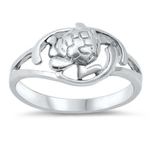 Load image into Gallery viewer, Sterling Silver Fancy Turtle Ring with Face Height of 10MM