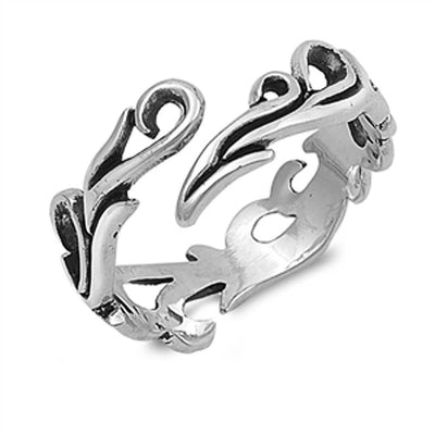 Sterling Silver Fancy Tribal Bali Ring with Face Height of 5MM