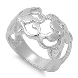 Sterling Silver Heart Flower Shaped Plain RingsAnd Face Height 13mm