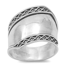 Load image into Gallery viewer, Sterling Silver Curved Bali Design Ring And Face Height 19mm